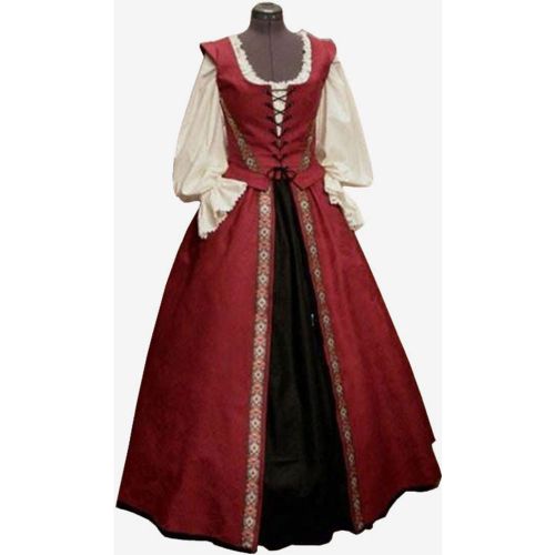 Medieval Vintage Dress Red Layered Bows Sleeveless Halter Swing Dress Prom Dress - milanoo.com - Modalova