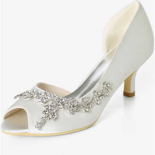 Women's Rhinestone Dorsay Bridal Pumps Kitten Heel - milanoo.com - Modalova