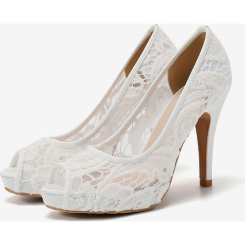 Women Heels Goblet Heel Platforms Lace Peep Toe Heels Slip On Pumps - milanoo.com - Modalova