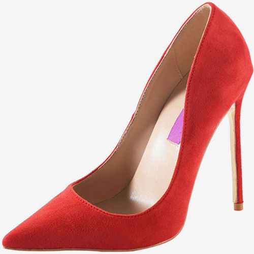 Womens Burgundy Suede Pointed Toe Basic Pumps Stiletto Heels Dress Shoes - milanoo.com - Modalova