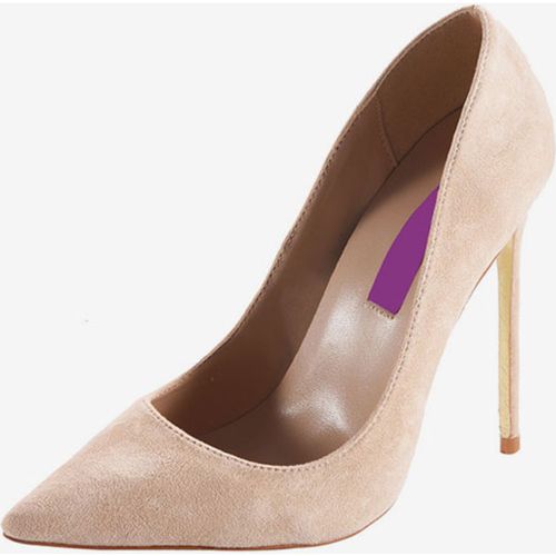 Womens Burgundy Suede Pointed Toe Basic Pumps Stiletto Heels Dress Shoes - milanoo.com - Modalova