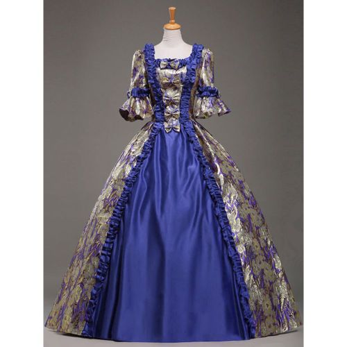 Victorian Dress Costume Queen Royal Court Bow Synthetic Half Sleeves Women's Ball Gown Victorian era Clothing Costumes For Women Halloween - milanoo.com - Modalova