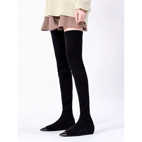 Over The Knee Boots Suede Pointed Toe Flat Thigh High Boots For Women - milanoo.com - Modalova