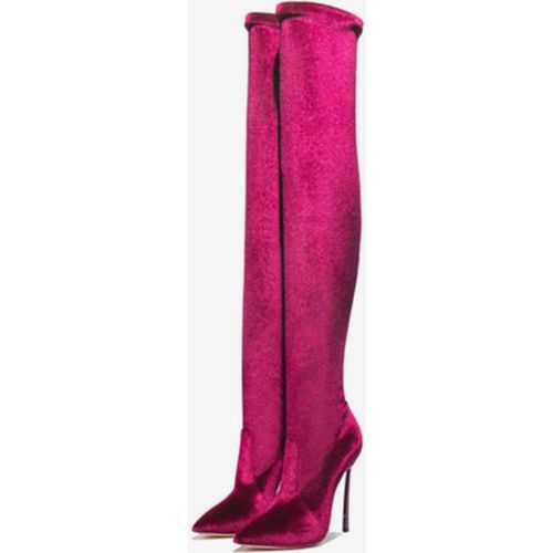 Over The Knee Boots Elastic Fabric Pointed Toe Stiletto Heel Thigh High Boots - milanoo.com - Modalova