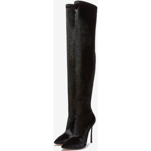 Over The Knee Boots Elastic Fabric Rose Pointed Toe Stiletto Heel Thigh High Boots - milanoo.com - Modalova