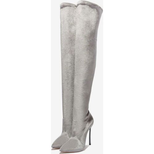 Over The Knee Boots Elastic Fabric Rose Pointed Toe Stiletto Heel Thigh High Boots - milanoo.com - Modalova