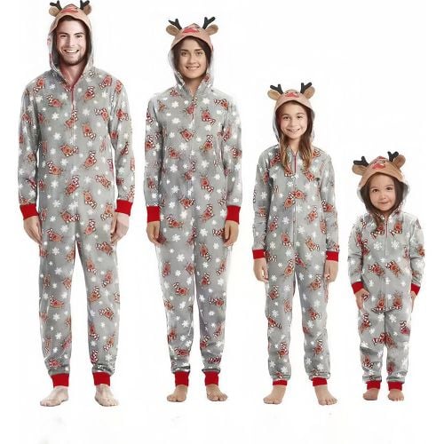 Family Christmas Pajamas Christmas Pattern Red Family Sleepwear Jumpsuit - milanoo.com - Modalova