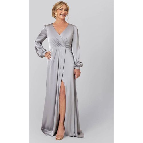 Party Dress For Mother Of The Bride V-Neck Long Sleeves A-Line Pleated With Train Guest Dresses For Wedding - milanoo.com - Modalova