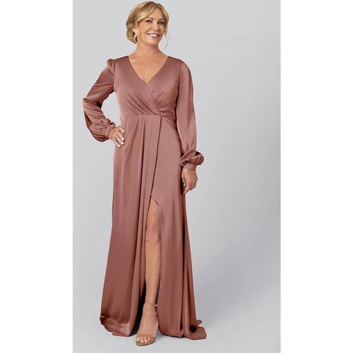 Party Dress For Mother Of The Bride V-Neck Long Sleeves A-Line Pleated With Train Guest Dresses For Wedding - milanoo.com - Modalova