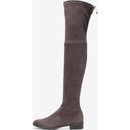 Suede Flat Over The Knee Boots Women Round Toe Elastic Thigh High Boots - milanoo.com - Modalova