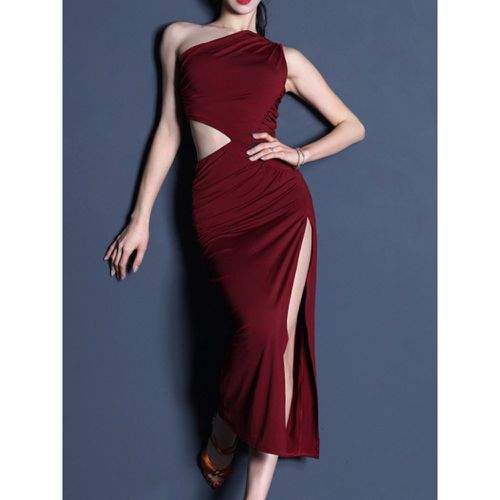 Latin Dance Costume Women's Polyester Dress Sexy Split Front Latin Dancer Dancing Costume - milanoo.com - Modalova