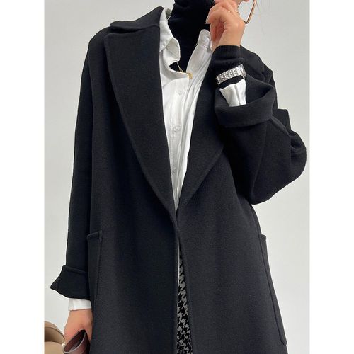 Woman Coat Turndown Collar Sash Chic Wrap Coat - milanoo.com - Modalova