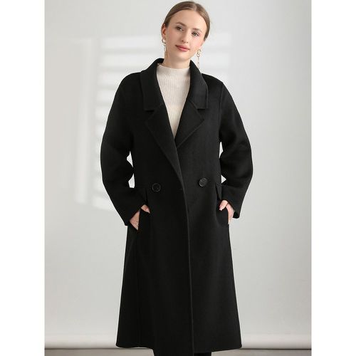 Woman Coat Coffee Brown Turndown Collar Long Sleeves Sash Chic Woolen Coat - milanoo.com - Modalova