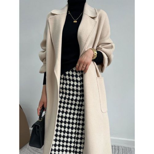 Woman Coat Turndown Collar Sash Chic Black Wrap Coat - milanoo.com - Modalova