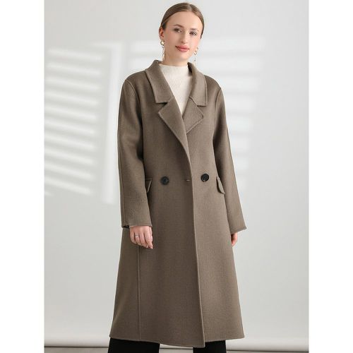 Woman Coat Turndown Collar Long Sleeves Sash Chic Woolen Coat - milanoo.com - Modalova