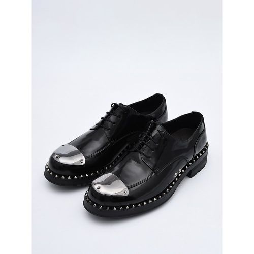 Man's Dress Shoes Modern Round Toe Rivets Cowhide Prom Wedding Shoes - milanoo.com - Modalova