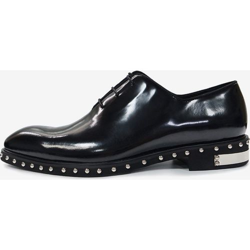 Men's Dress Shoes Fashion Round Toe Rivets Cowhide Prom Wedding Shoes - milanoo.com - Modalova