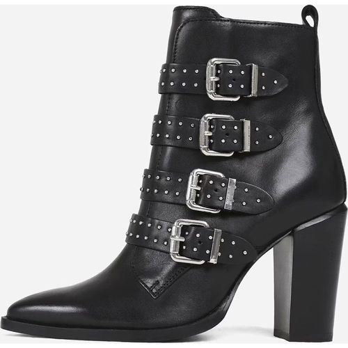 Women's Buckle Booties Pointed Toe Puppy Heel Ankle Boots - milanoo.com - Modalova