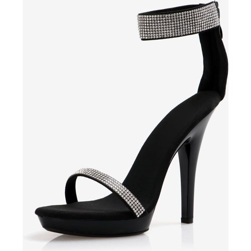 Women Sexy Sandals Open Toe Rhinestones Ankle Strap Sandals - milanoo.com - Modalova