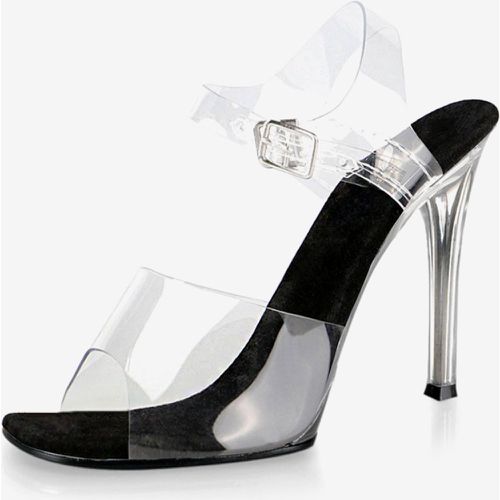 High Heel Sexy Sandals Transparent PVC Upper Peep Toe 0.4 Buckle 4.7 Sexy Shoes - milanoo.com - Modalova