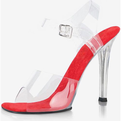 High Heel Sexy Sandals Transparent PVC Upper Peep Toe 0.4 Buckle 4.7 Sexy Shoes - milanoo.com - Modalova