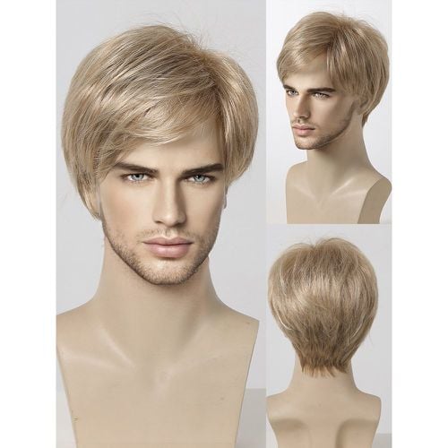 Men's Wig Short Blonde with Natural Bangs Cosplay Wig - milanoo.com - Modalova