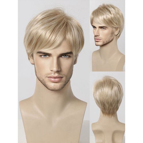 Blonde Men's Wig with Short Straight Bangs Natural Cosplay Wig - milanoo.com - Modalova