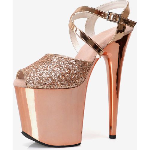 High Heel Sexy Sandals Micro Suede Upper Peep Toe 3.9 Buckle 7.9 Sexy Shoes - milanoo.com - Modalova