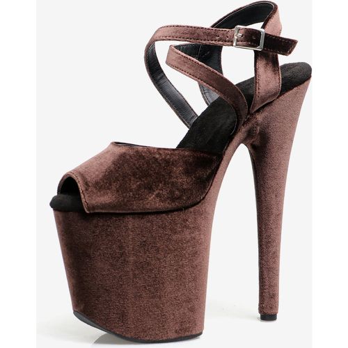 High Heel Sexy Sandals Micro Suede Upper Peep Toe 3.9 Buckle 7.9 Sexy Shoes - milanoo.com - Modalova