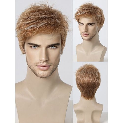 Men's Wig Brown Short Natural Cosplay Wig - milanoo.com - Modalova