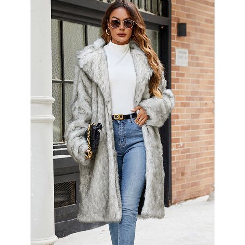 Faux Fur Coats No Waistline Long Sleeves Winter Coat - milanoo.com - Modalova