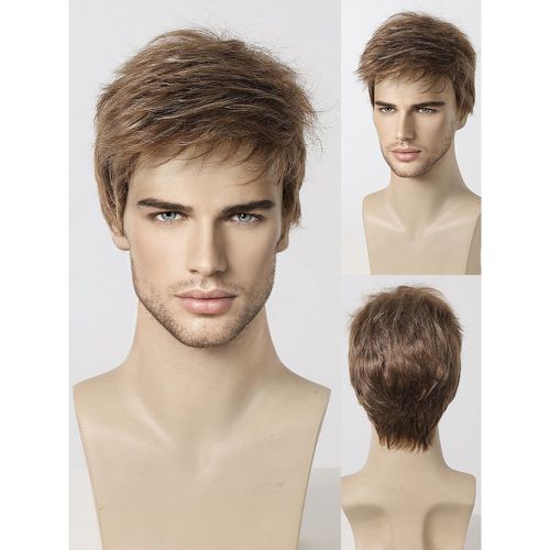 Men's Wig Dark Brown Straight Short Natural Cosplay Wig - milanoo.com - Modalova