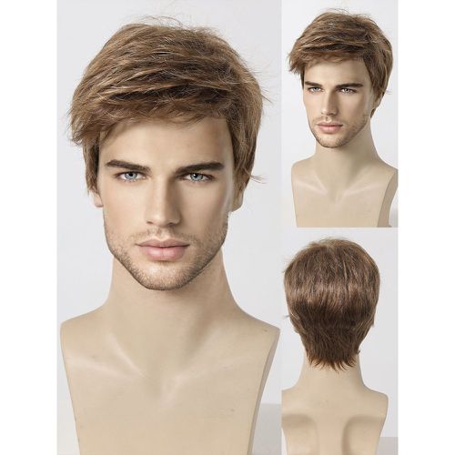 Men's Wig Dark Brown Straight Short Natural Cosplay Wig - milanoo.com - Modalova