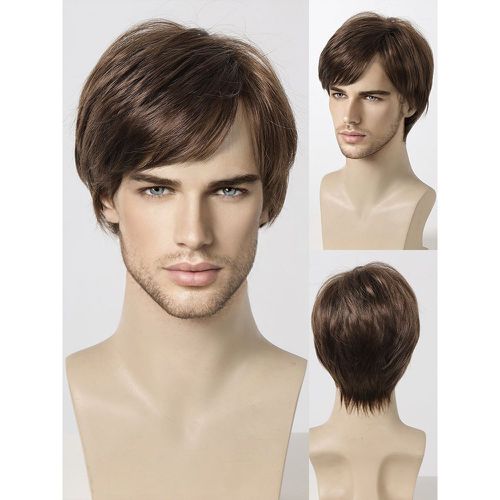 Brown Men's Wig with Short Straight Bangs Natural Cosplay Wig - milanoo.com - Modalova