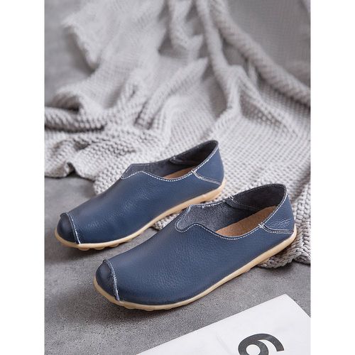 Black Casual Shoes For Women Round Toe Slip On Flat Shoes - milanoo.com - Modalova