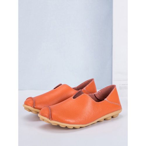 Black Casual Shoes For Women Round Toe Slip On Flat Shoes - milanoo.com - Modalova