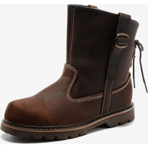 Men's Slip On Classic Coffee Brown Ankle Short Boots - milanoo.com - Modalova