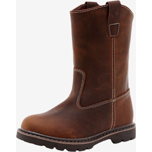 Men's Slip On Boots Cowhide Casual Mid Calf Boots - milanoo.com - Modalova