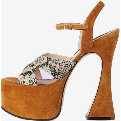 Women's Platform Sandals Heeled Open Toe Snake Pattern Special-Shaped Heel Sandals - milanoo.com - Modalova