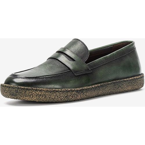 Men's Loafer Shoes Round Toe Cowhide Slip On Prom Wedding Shoes - milanoo.com - Modalova