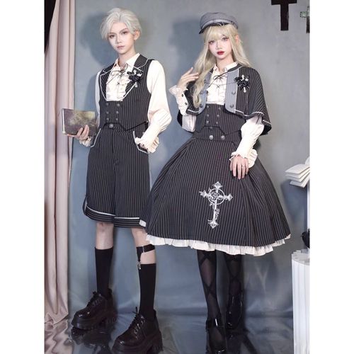 Lolita Specials Lolita Top Vest Costumes Gothic Sleeveless Buttons Stripes - milanoo.com - Modalova