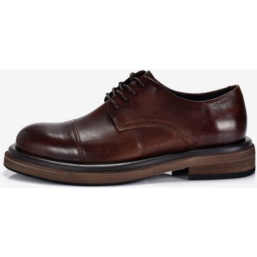 Men's Derby Dress Shoes Round Toe Cowhide Prom Wedding Shoes - milanoo.com - Modalova