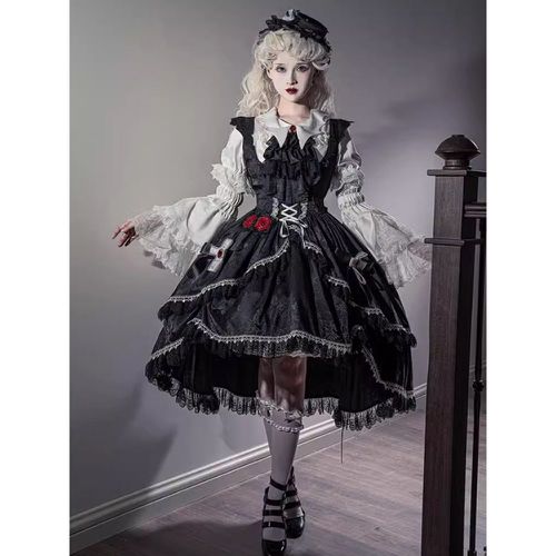 Gothic Lolita Blouses Lace Up Ruffles Short Sleeves Blouse Lolita Top Lolita Shirt - milanoo.com - Modalova