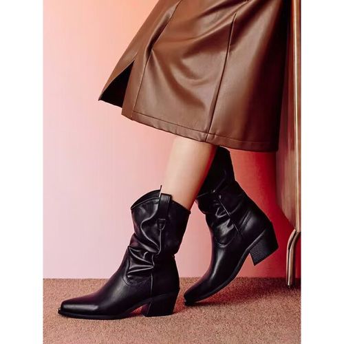 Women's Pointed Toe Booties Chunky Heel Ankle Boots - milanoo.com - Modalova