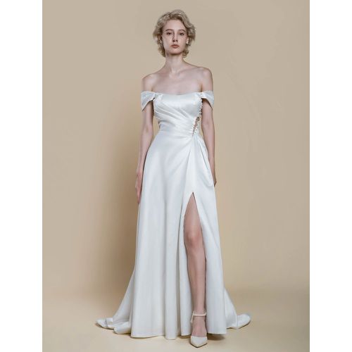 Simple Wedding Dress Ball Gown Designed Neckline Sleeveless Pearls 20cm Bridal Gowns - milanoo.com - Modalova