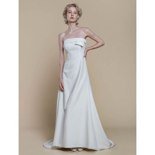 Simple Wedding Dress Stretch Crepe Designed Neckline Sleeveless Lace Ball Gown 20cm Bridal Gowns - milanoo.com - Modalova