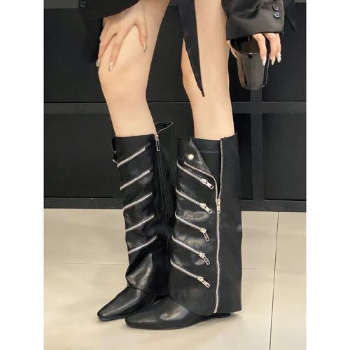 Knee High Boots Women's Chain Detail Wedge Heel Knee-High Boots - milanoo.com - Modalova