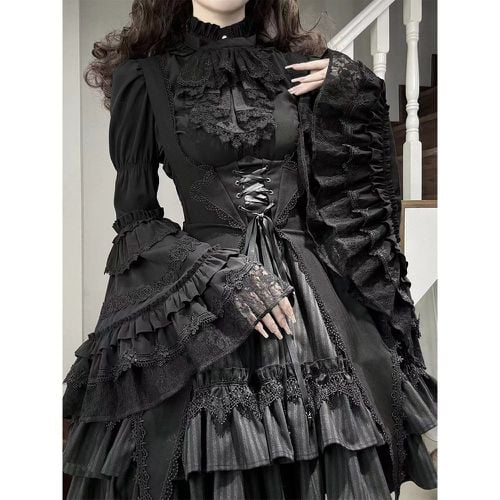 Gothic Lolita Blouses Long Sleeves Lolita Top Ruffles Lace Lolita Shirt - milanoo.com - Modalova