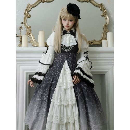 Gothic Lolita Blouses Lolita Top Long Sleeves Ruffles Lace Lolita Shirt - milanoo.com - Modalova