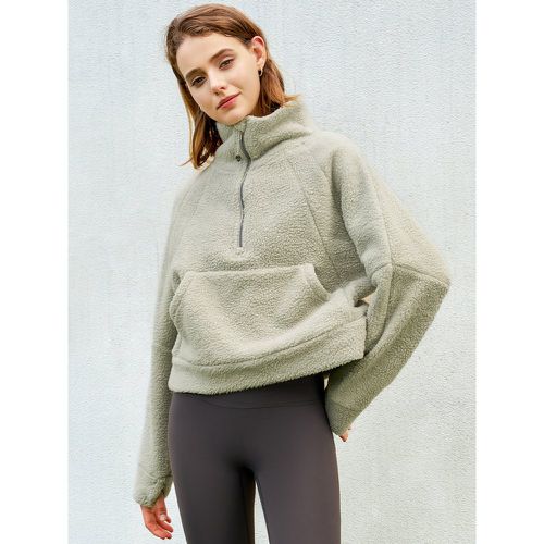 Hoodie For Woman Deep Gray Long Sleeves Zipper Polyester Hooded Sweatshirt - milanoo.com - Modalova